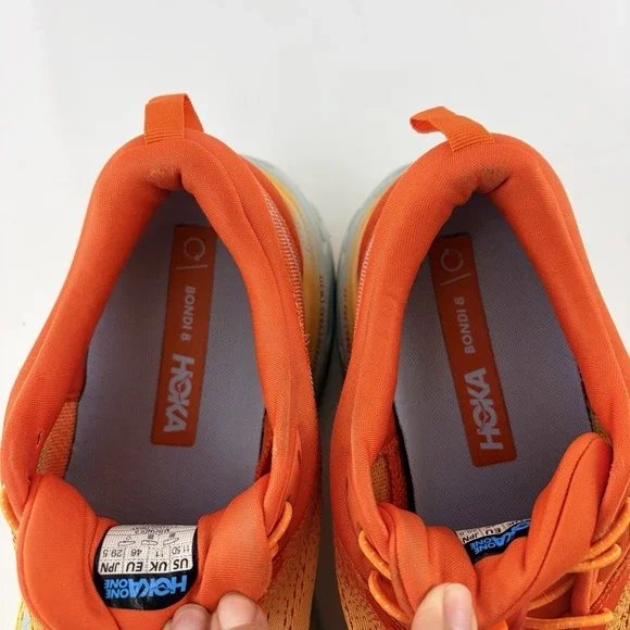 Hoka One One Bondi 8 Orange Yellow Running Shoes Mens 11.5D